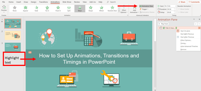 where is custom animation in powerpoint for mac